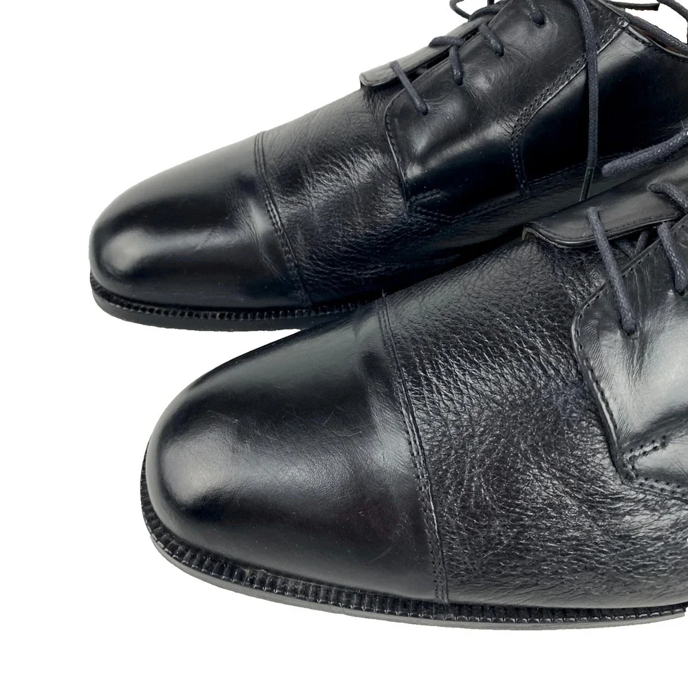 Pronto Uomo Leather Oxfords Mens 13 M Black Flexible Cap Toe Comfort All Leather